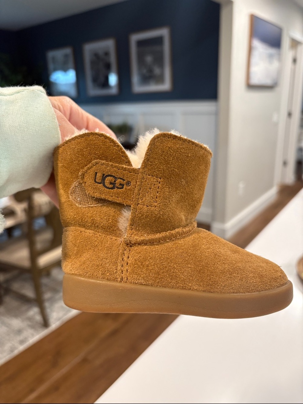UGG Kids Chestnut Suede Boot with Shearling Trim